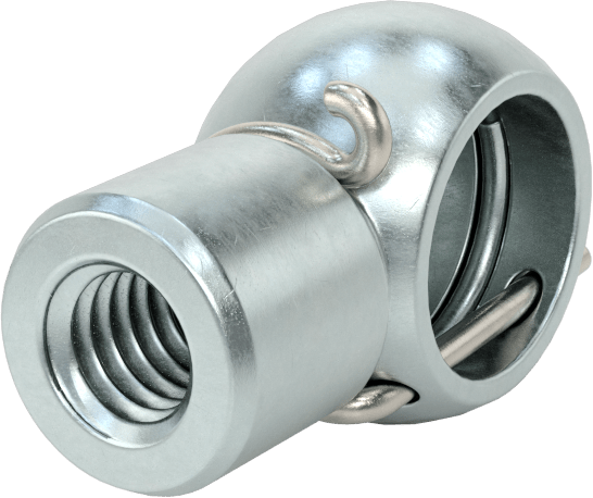 Gaz Yayı Uç Bağlantı Parçası, Bilyeli Soket, Güvenlik Klipsi, Çinko Kaplı Çelik, M6 x 1 mm Diş