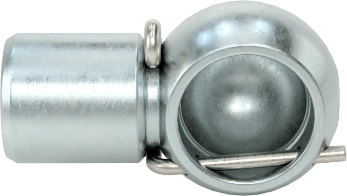Gaz Yayı Uç Bağlantı Parçası, Bilyeli Soket, Güvenlik Klipsi, Çinko Kaplı Çelik, M6 x 1 mm Diş