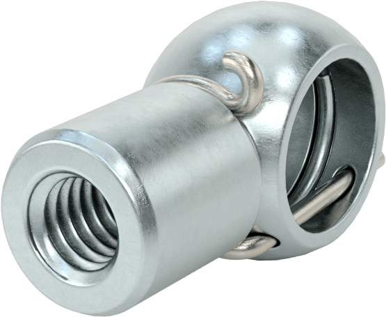 Gaz Yayı Uç Bağlantı Parçası, Bilyeli Soket, Güvenlik Klipsi, Çinko Kaplı Çelik, M6 x 1 mm Diş