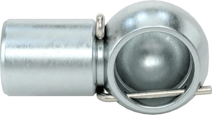 Gaz Yayı Uç Bağlantı Parçası, Bilyeli Soket, Güvenlik Klipsi, Çinko Kaplı Çelik, 13 mm ID