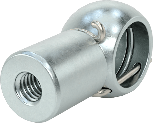 Gaz Yayı Uç Bağlantı Parçası, Bilyeli Soket, Güvenlik Klipsi, Çinko Kaplı Çelik, 13 mm ID