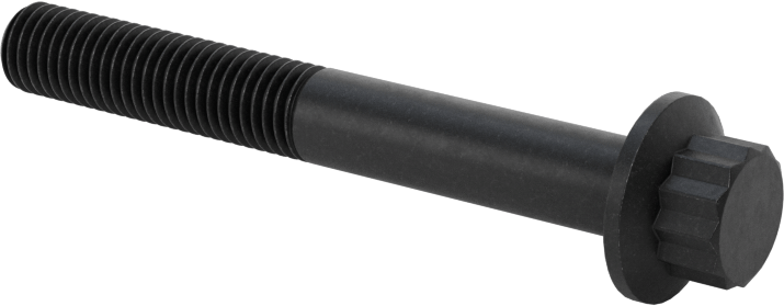 Çelik 12 Uçlu Vida, Siyah Oksit, 1/4"-28 Diş Boyutu, 2" Uzunluk