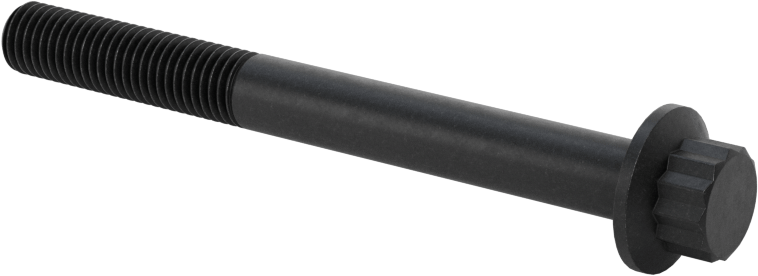 Çelik 12 Uçlu Vida, Siyah Oksit, 1/4"-28 Diş Boyutu, 2-1/2" Uzunluk