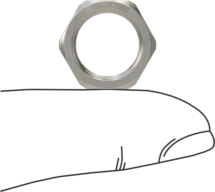 Paslanmaz Çelik Altıgen Panel Somunu, 1/2"-28 UNEF, 1/8" Yüksek