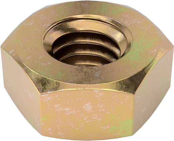 Orta Mukavemetli Sınıf 8 Çelik JIS Altıgen Somun, Sarı Kromat Kaplamalı Çinko, M4 x 0,7 mm Diş