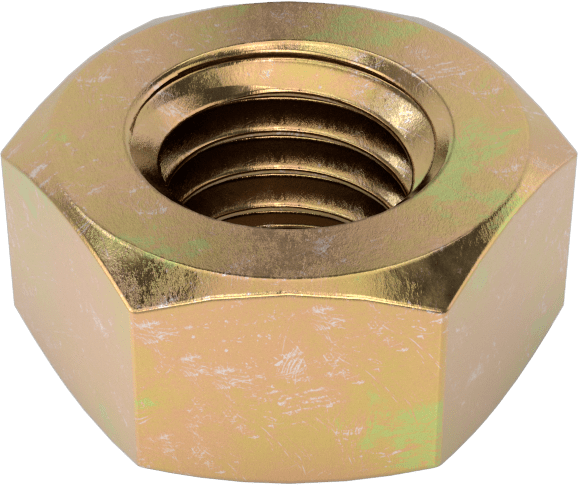 Orta Mukavemetli Sınıf 8 Çelik JIS Altıgen Somun, Sarı Kromat Kaplamalı Çinko, M5 x 0,8 mm Diş