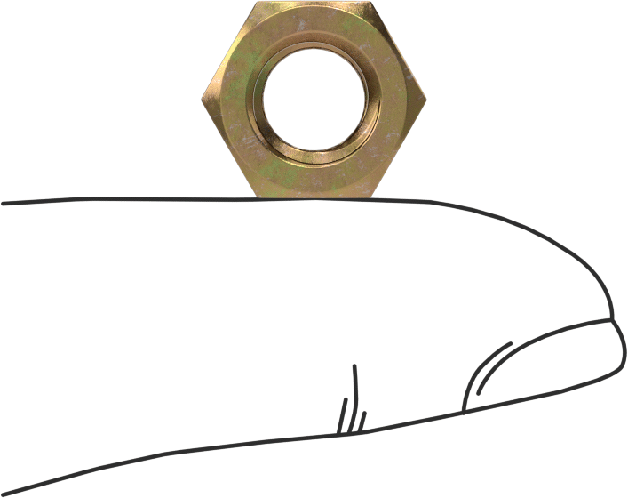Orta Mukavemetli Sınıf 8 Çelik JIS Altıgen Somun, Sarı Kromat Kaplamalı Çinko, M8 x 1,25 mm Diş
