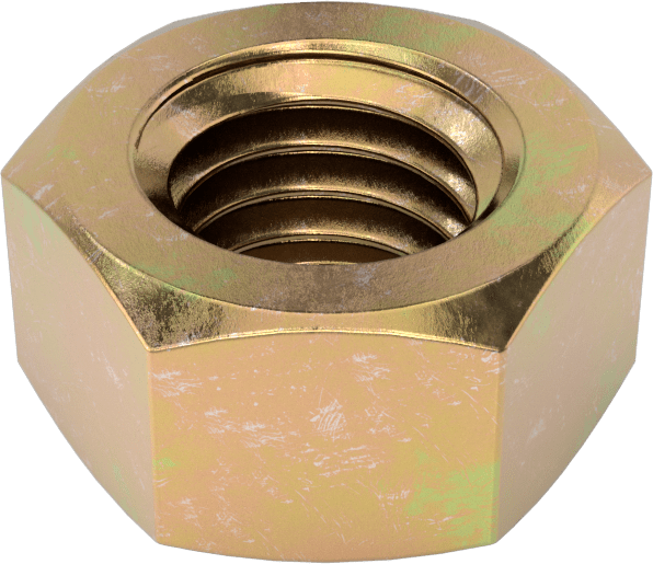 Orta Mukavemetli Sınıf 8 Çelik JIS Altıgen Somun, Sarı Kromat Kaplamalı Çinko, M8 x 1,25 mm Diş