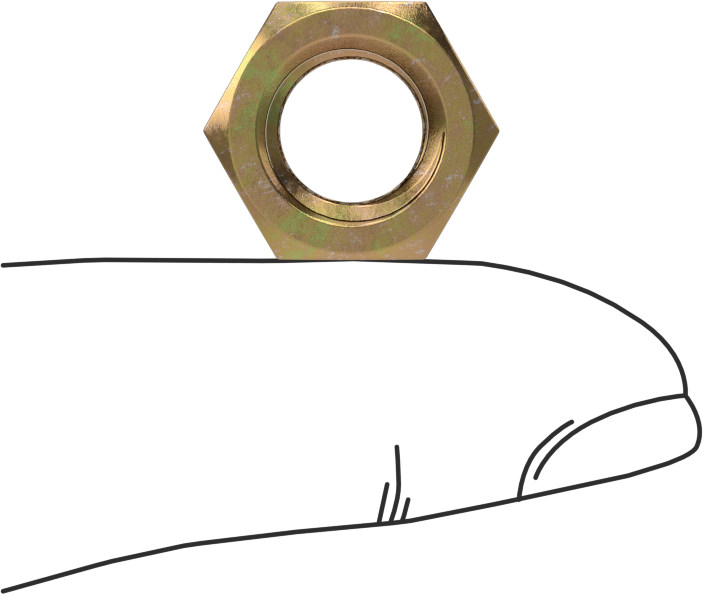 Orta Mukavemetli Sınıf 8 Çelik JIS Altıgen Somun, Sarı Kromat Kaplamalı Çinko, M10 x 1,5 mm Diş