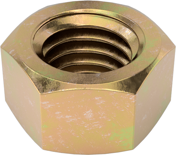 Orta Mukavemetli Sınıf 8 Çelik JIS Altıgen Somun, Sarı Kromat Kaplamalı Çinko, M10 x 1,5 mm Diş