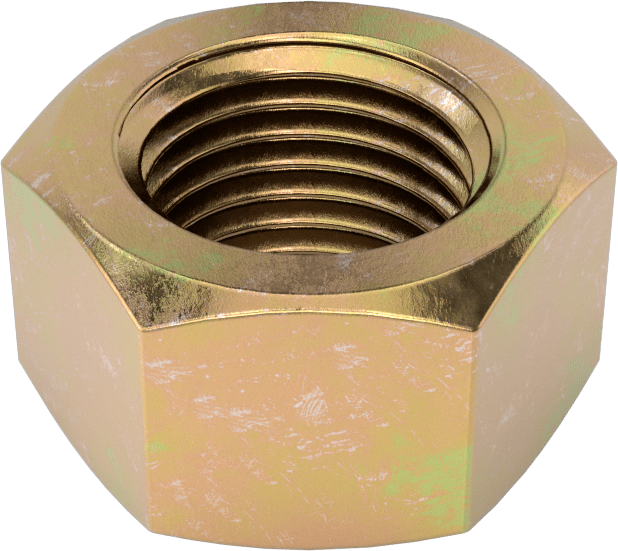 Orta Mukavemetli Sınıf 8 Çelik JIS Altıgen Somun, Sarı Kromat Kaplamalı Çinko, M12 x 1,25 mm Diş