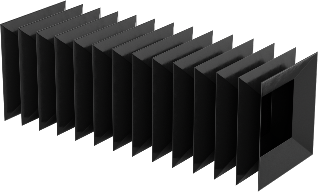 Dikdörtgen Körük, 2-1/2“ Yükseklik x 2-1/2” İç Genişlik, 1" Geri Çekilmiş Uzunluk