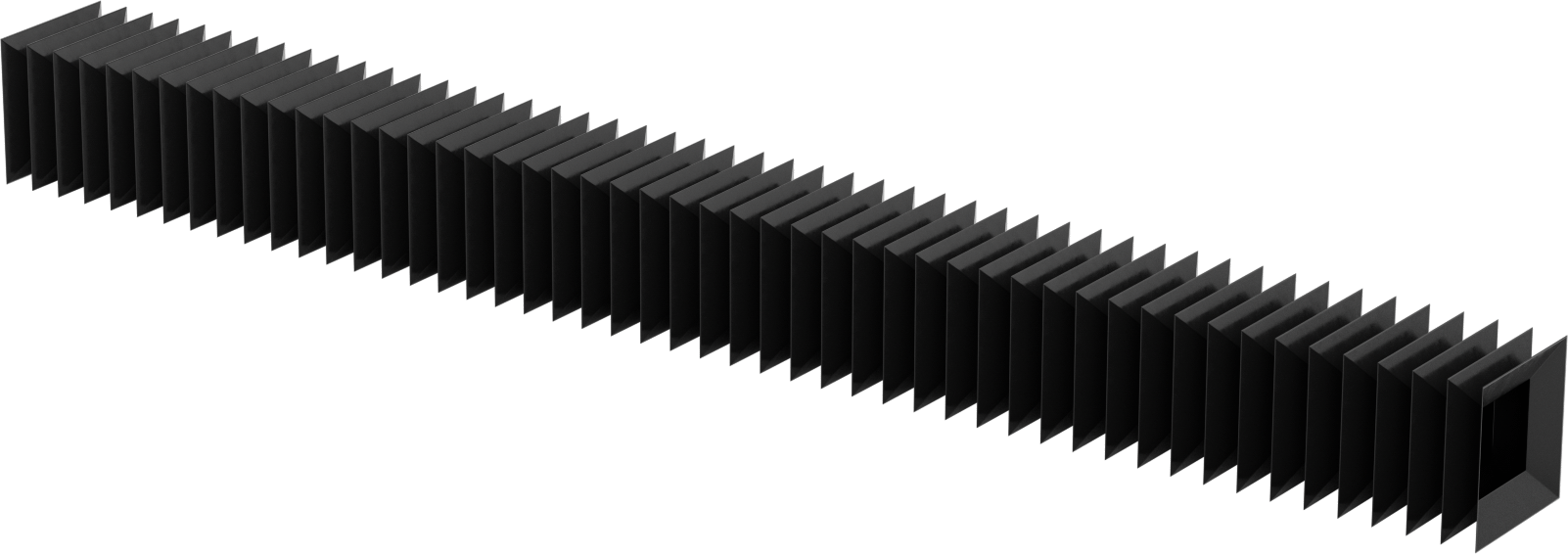 Dikdörtgen Körük, 2-1/2“ Yükseklik x 2-1/2” İç Genişlik, 4" Geri Çekilmiş Uzunluk