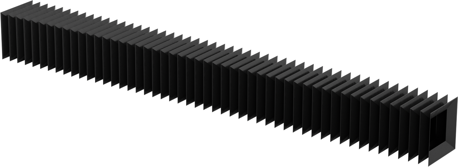 Dikdörtgen Körük, 3“ Yükseklik x 3” İç Genişlik, 4" Geri Çekilmiş Uzunluk