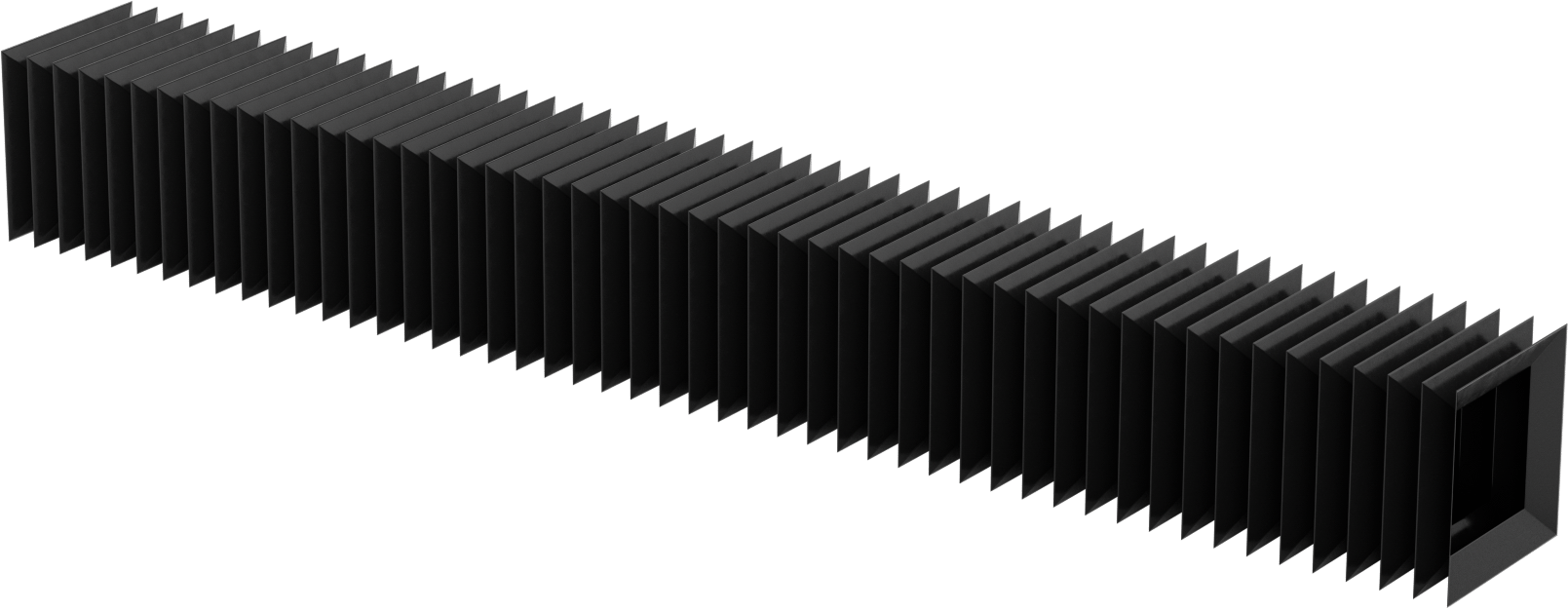 Dikdörtgen Körük, 4“ Yükseklik x 4” İç Genişlik, 4" Geri Çekilmiş Uzunluk