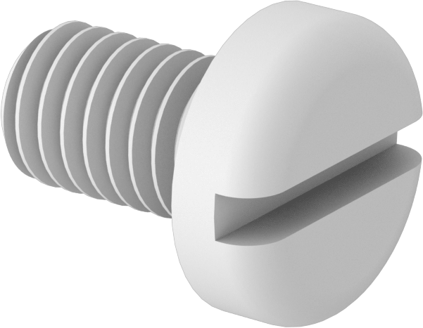 Naylon Silindir Başlı Oluklu Vidalar, M3 x 0,50 mm Diş, 5 mm Uzunluk