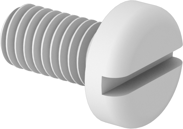 Naylon Silindir Başlı Oluklu Vidalar, M3 x 0,50 mm Diş, 6 mm Uzunluk