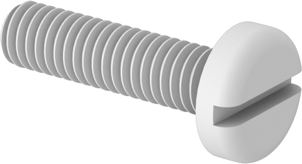 Naylon Silindir Başlı Oluklu Vidalar, M4 x 0,70 mm Diş, 16 mm Uzunluk