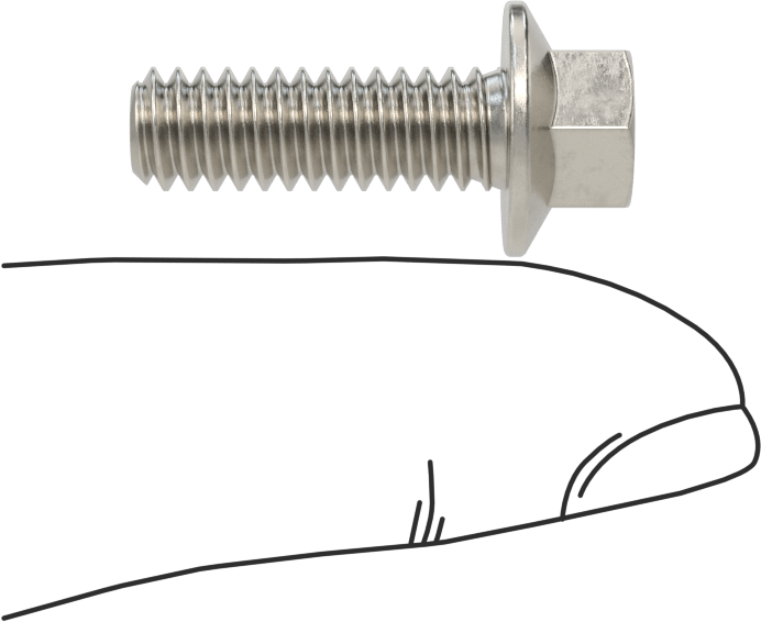 Aşırı Mukavemetli Flanşlı Altıgen Başlı Vida, 18-8 Paslanmaz Çelik, 1/4"-20 Diş Boyutu, 3/4" Uzunluk
