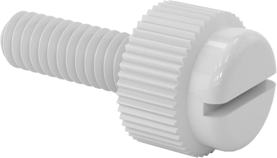 Oluklu Tahrikli Naylon Parmak Vidası, 8-32 Diş Boyutu, 1/2" Uzunluk