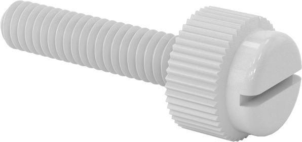 Oluklu Tahrikli Naylon Parmak Vidası, 8-32 Diş Boyutu, 3/4" Uzunluk