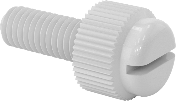 Oluklu Tahrikli Naylon Parmak Vidası, 10-32 Diş Boyutu, 1/2" Uzunluk