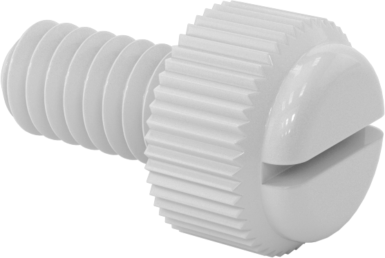 Oluklu Tahrikli Naylon Parmak Vidası, 1/4"-20 Diş Boyutu, 1/2" Uzunluk