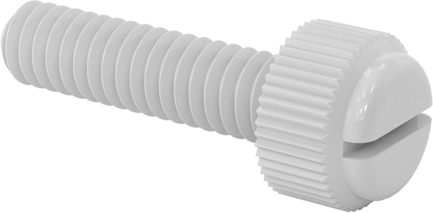 Oluklu Tahrikli Naylon Parmak Vidası, 1/4"-20 Diş Boyutu, 1" Uzunluk