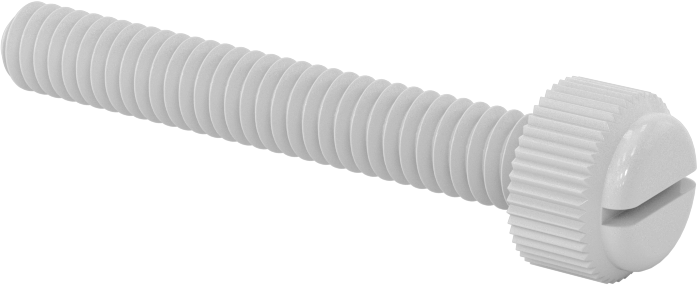 Oluklu Tahrikli Naylon Parmak Vidası, 1/4"-20 Diş Boyutu, 1-3/4" Uzunluk