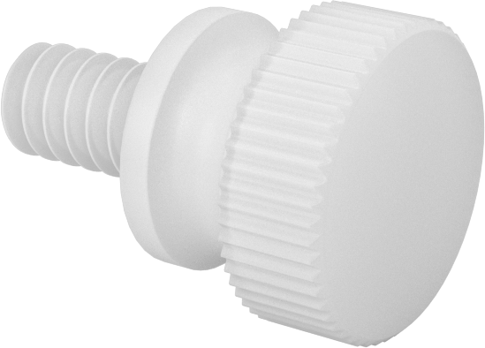 Naylon Yükseltilmiş Başlı Parmak Vidaları, 6-32 Diş Boyutu, 1/4" Uzunluk