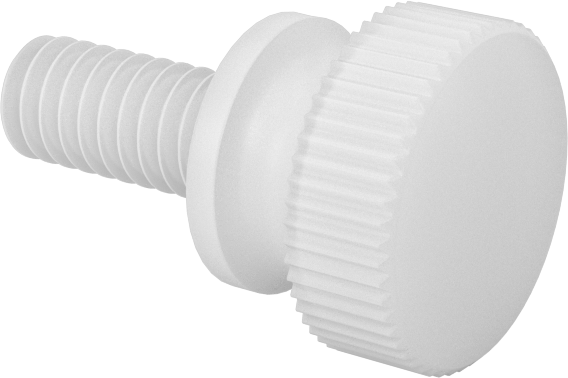 Naylon Yükseltilmiş Başlı Parmak Vidaları, 8-32 Diş Boyutu, 3/8" Uzunluk