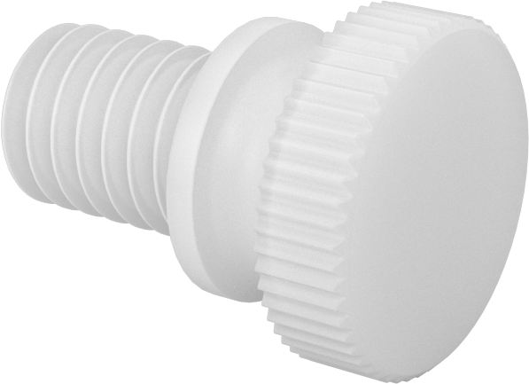 Naylon Yükseltilmiş Başlı Parmak Vidaları, 3/8"-16 Diş Boyutu, 1/2" Uzunluk