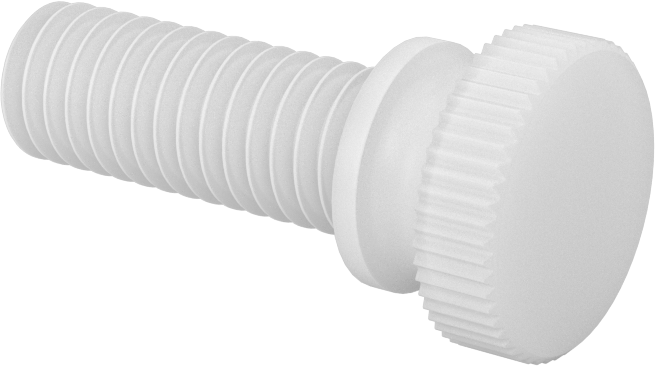Naylon Yükseltilmiş Başlı Parmak Vidaları, 3/8"-16 Diş Boyutu, 1" Uzunluk