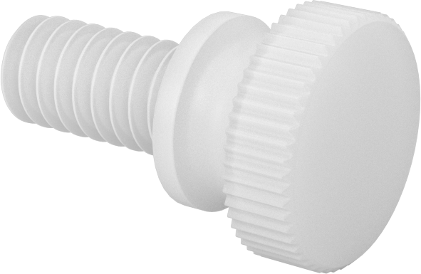 Naylon Yükseltilmiş Başlı Parmak Vidaları, 1/4"-20 Diş Boyutu, 1/2" Uzunluk