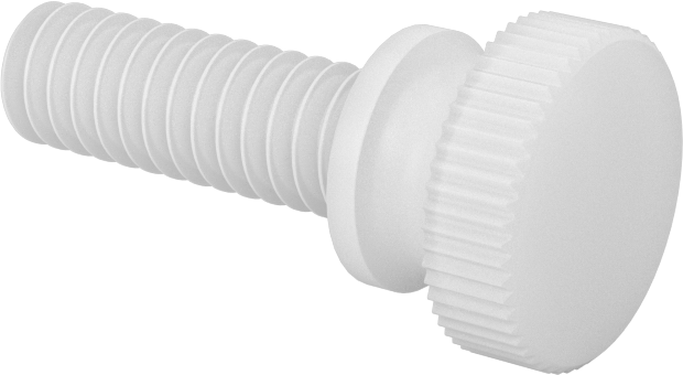 Naylon Yükseltilmiş Başlı Parmak Vidaları, 1/4"-20 Diş Boyutu, 3/4" Uzunluk
