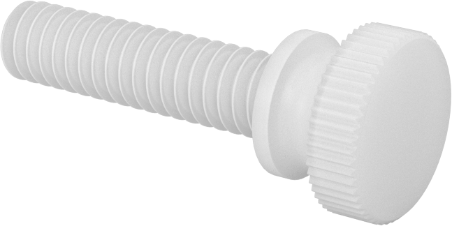 Naylon Yükseltilmiş Başlı Parmak Vidaları, 1/4"-20 Diş Boyutu, 1" Uzunluk