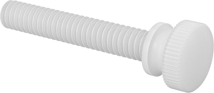 Naylon Yükseltilmiş Başlı Parmak Vidaları, 1/4"-20 Diş Boyutu, 1-1/2" Uzunluk