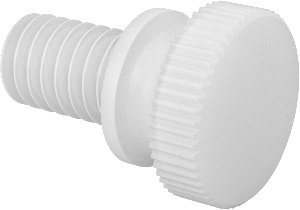 Naylon Yükseltilmiş Başlı Parmak Vidaları, 5/16"-18 Diş Boyutu, 1/2" Uzunluk