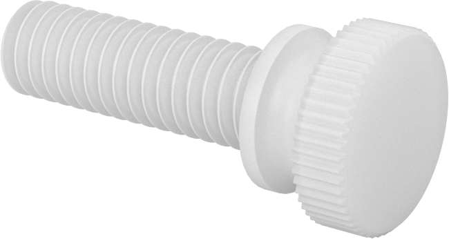 Naylon Yükseltilmiş Başlı Parmak Vidaları, 5/16"-18 Diş Boyutu, 1" Uzunluk