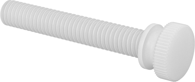 Naylon Yükseltilmiş Başlı Parmak Vidaları, 5/16"-18 Diş Boyutu, 2" Uzunluk