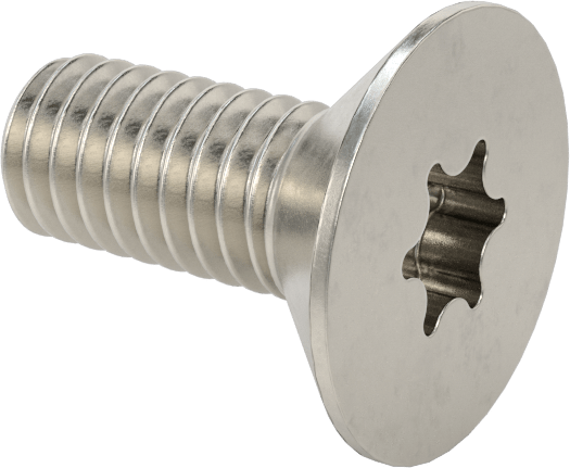 Yüksek Mukavemetli A286 Paslanmaz Çelik Torx Düz Başlı Vida, M4 x 0,7 mm Diş Boyutu, 10 mm Uzunluk