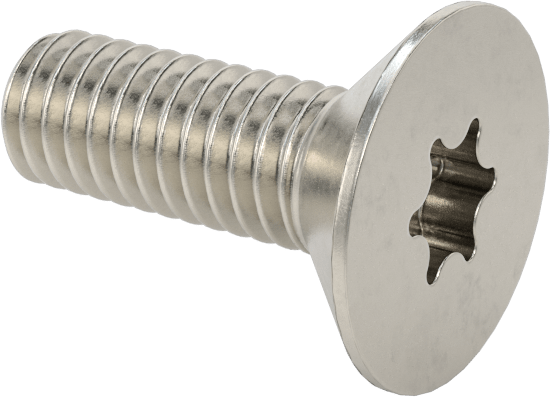 Yüksek Mukavemetli A286 Paslanmaz Çelik Torx Düz Başlı Vida, M4 x 0,7 mm Diş Boyutu, 12 mm Uzunluk
