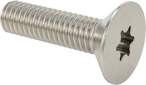 Yüksek Mukavemetli A286 Paslanmaz Çelik Torx Düz Başlı Vida, M4 x 0,7 mm Diş Boyutu, 16 mm Uzunluk