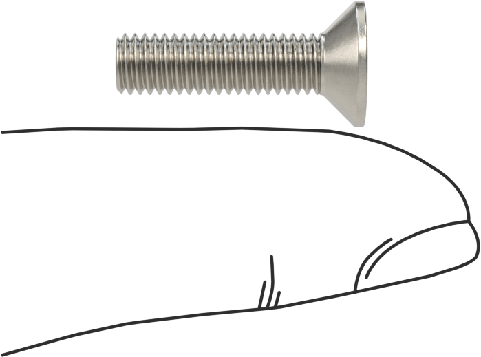 Yüksek Mukavemetli A286 Paslanmaz Çelik Torx Düz Başlı Vida, M5 x 0,8 mm Diş Boyutu, 20 mm Uzunluk