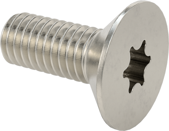 Yüksek Mukavemetli A286 Paslanmaz Çelik Torx Düz Başlı Vida, M6 x 1 mm Diş Boyutu, 16 mm Uzunluk