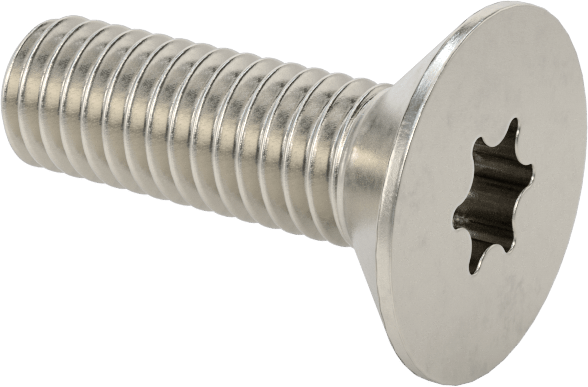 Yüksek Mukavemetli A286 Paslanmaz Çelik Torx Düz Başlı Vida, M6 x 1 mm Diş Boyutu, 20 mm Uzunluk