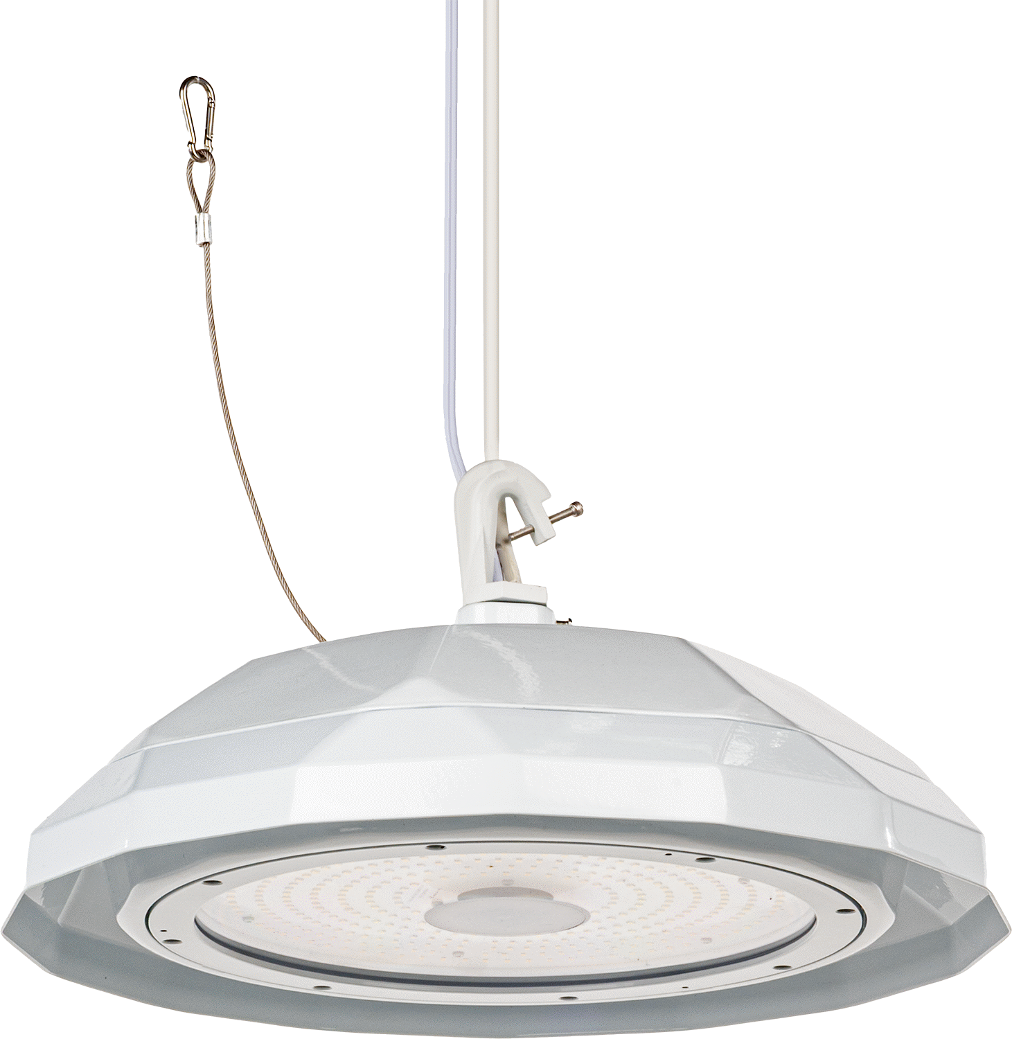 Yuvarlak Körfez Işığı, Montajlı Dişli Kanca, 17-1/8“ Çap x 8-3/8” Toplam Yükseklik