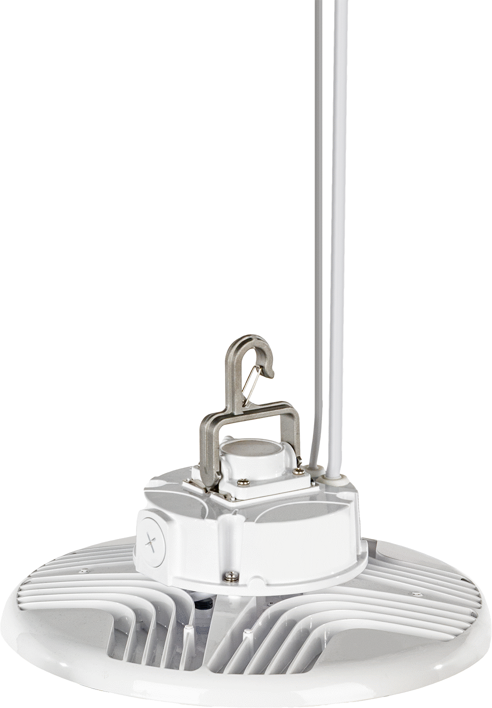 Yuvarlak Körfez Işığı, Montajlı Dişli Kanca, 12-1/4" Toplam Çap, 277V- 480V AC