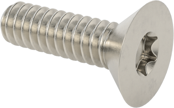 Yüksek Mukavemetli A286 Paslanmaz Çelik Torx Düz Başlı Vida, 6-32 Diş Boyutu, 1/2" Uzunluk