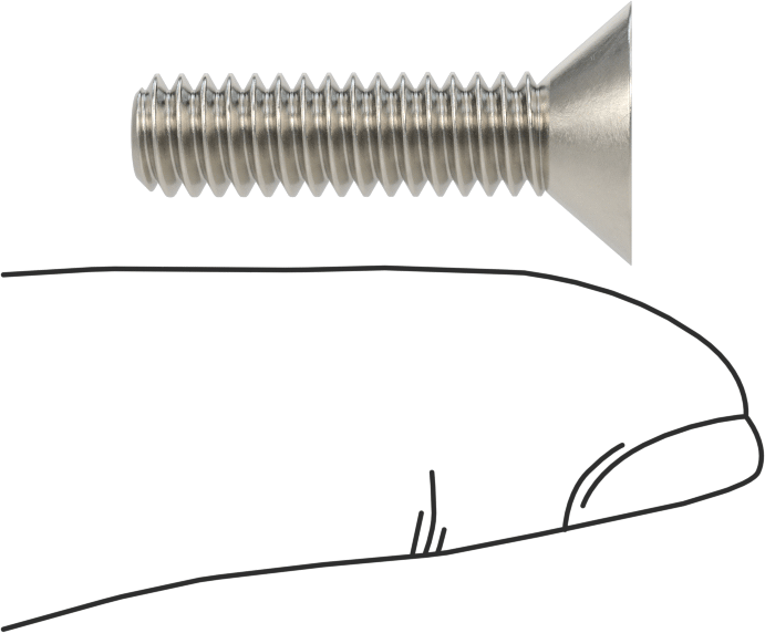 Yüksek Mukavemetli A286 Paslanmaz Çelik Torx Düz Başlı Vida, 1/4"-20 Diş Boyutu, 1" Uzunluk